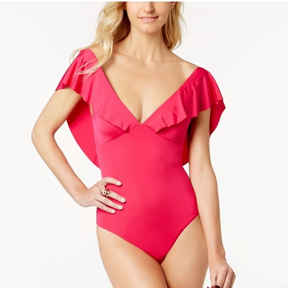 ⛵️NOW AVAILABLE⛵️ Indo Solid Ruffle One Piece⛵️ - Picture 2 of 3